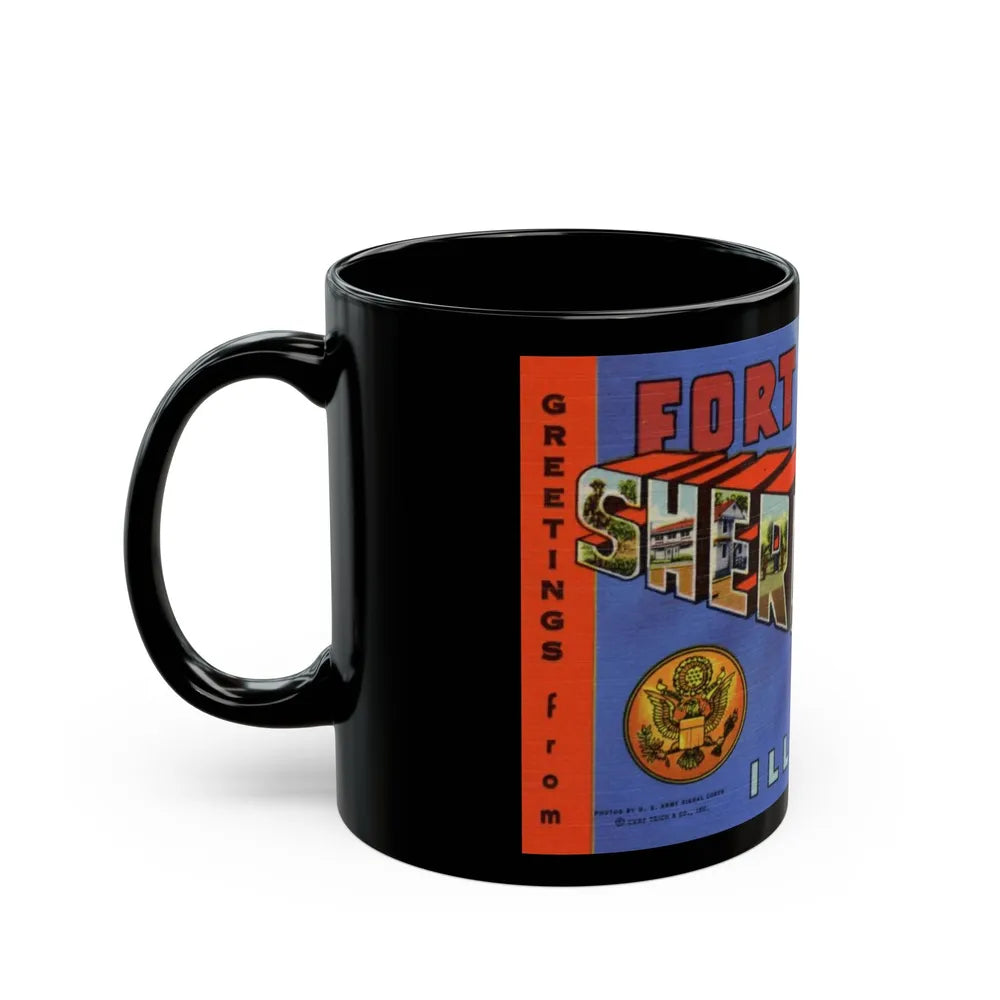 Greetings from Fort Sheridan Illinois (Greeting Postcards) Black Coffee Mug-Go Mug Yourself