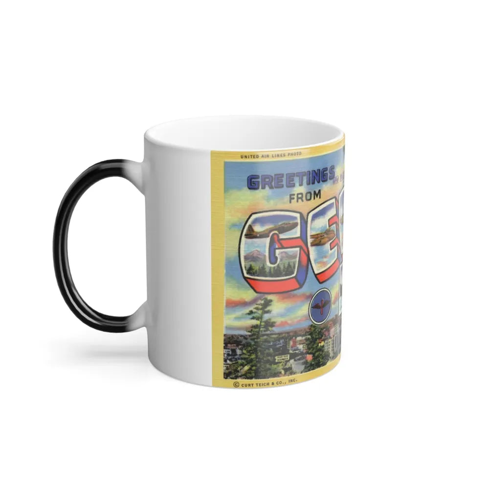 Greetings from Geiger Field Washington (Greeting Postcards) Color Changing Mug 11oz-Go Mug Yourself