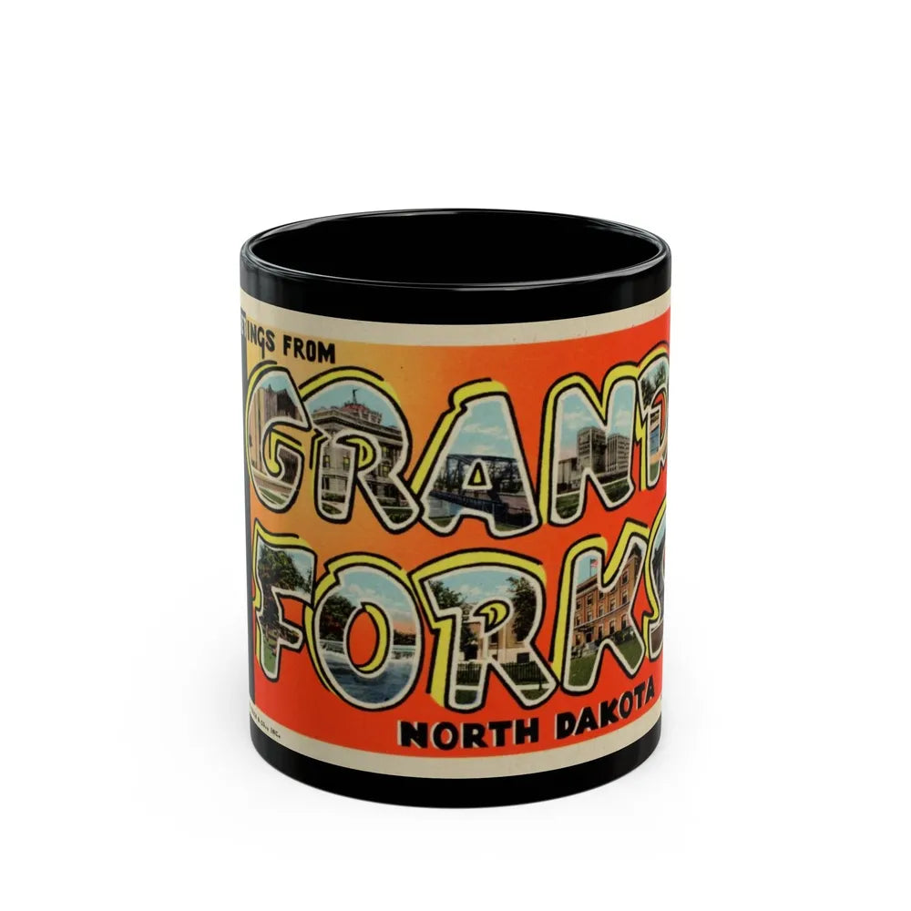 Greetings from Grand Forks North Dakota (Greeting Postcards) Black Coffee Mug-11oz-Go Mug Yourself