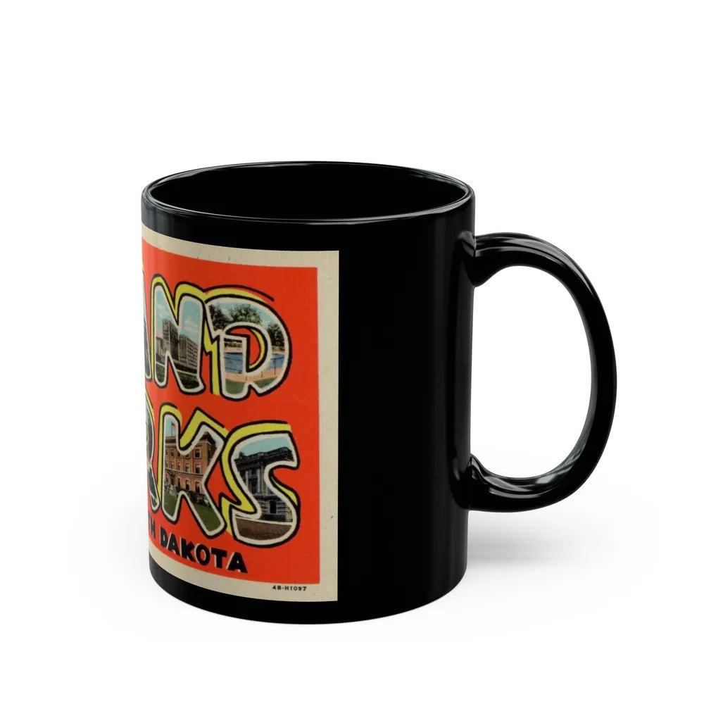 Greetings from Grand Forks North Dakota (Greeting Postcards) Black Coffee Mug-Go Mug Yourself