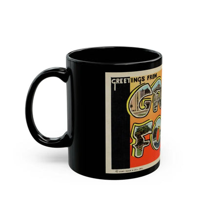 Greetings from Grand Forks North Dakota (Greeting Postcards) Black Coffee Mug-Go Mug Yourself