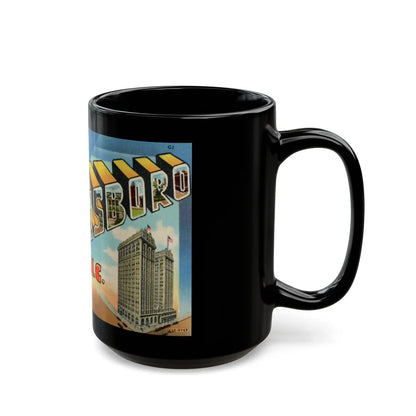 Greetings from Greensboro NC (Greeting Postcards) Black Coffee Mug-Go Mug Yourself