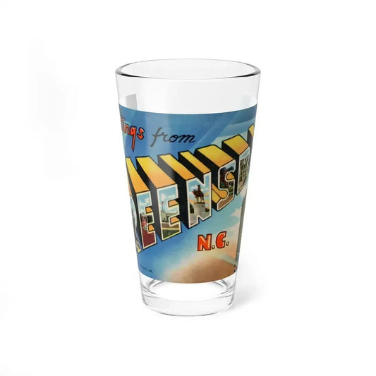 Greetings from Greensboro NC (Greeting Postcards) Pint Glass 16oz 16oz - Go Mug Yourself