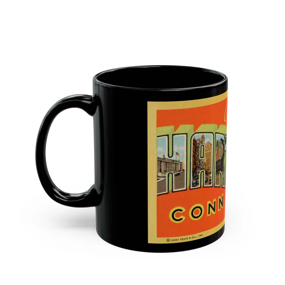 Greetings from Hartford Conn (Greeting Postcards) Black Coffee Mug-Go Mug Yourself