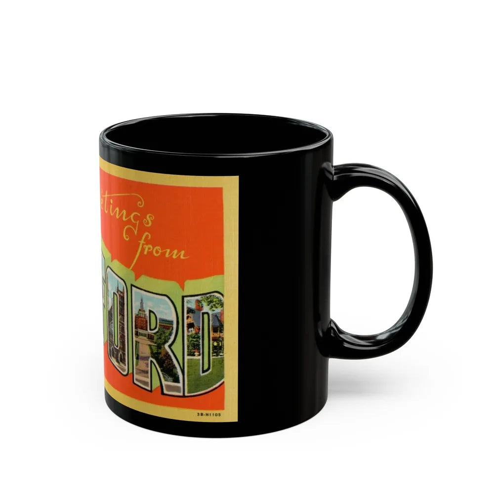 Greetings from Hartford Conn (Greeting Postcards) Black Coffee Mug-Go Mug Yourself