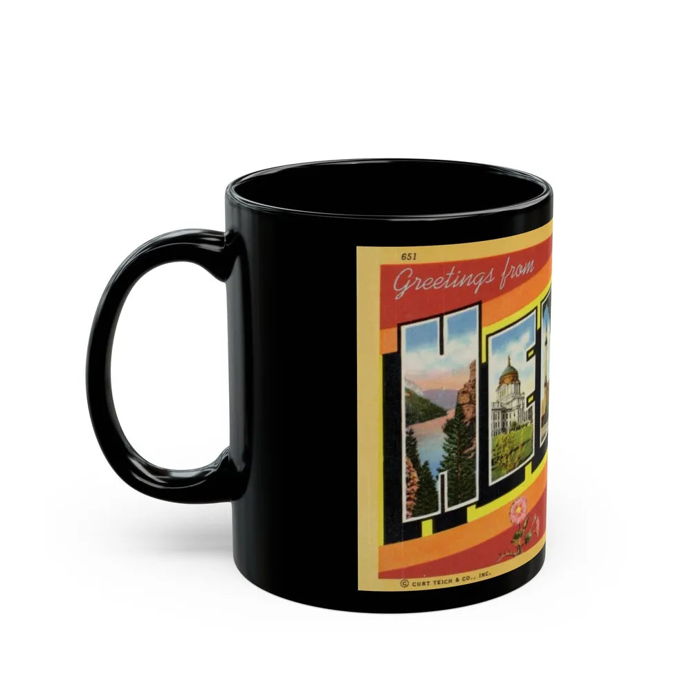 Greetings from Helena (Greeting Postcards) Black Coffee Mug-Go Mug Yourself