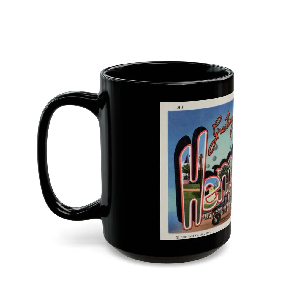 Greetings from Hempstead (Greeting Postcards) Black Coffee Mug-Go Mug Yourself