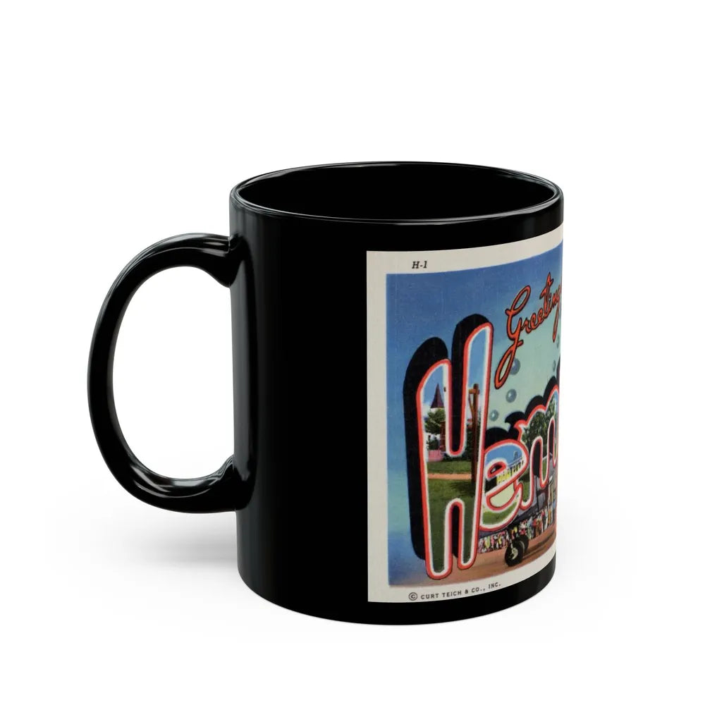 Greetings from Hempstead (Greeting Postcards) Black Coffee Mug-Go Mug Yourself