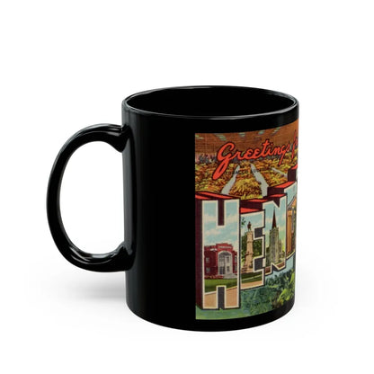 Greetings from Henderson N C (Greeting Postcards) Black Coffee Mug-Go Mug Yourself