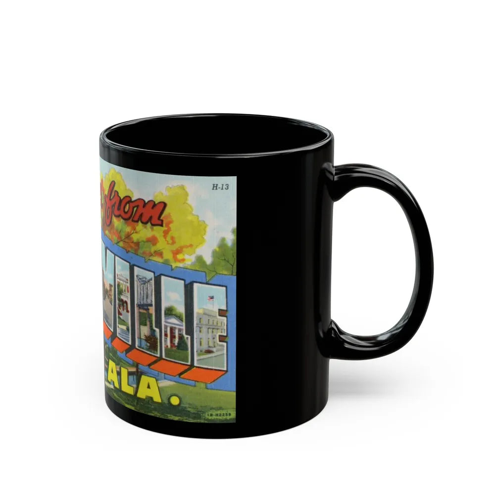 Greetings from Huntsville Ala (Greeting Postcards) Black Coffee Mug-Go Mug Yourself