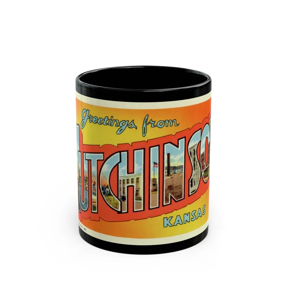 Greetings from Hutchinson Kansas (Greeting Postcards) Black Coffee Mug-11oz-Go Mug Yourself