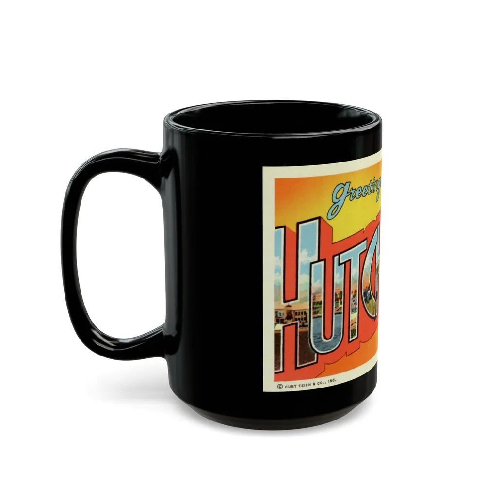 Greetings from Hutchinson Kansas (Greeting Postcards) Black Coffee Mug-Go Mug Yourself