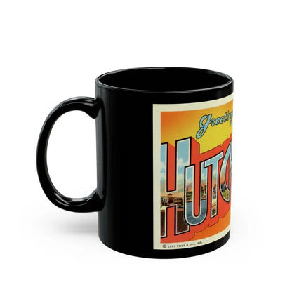 Greetings from Hutchinson Kansas (Greeting Postcards) Black Coffee Mug-Go Mug Yourself