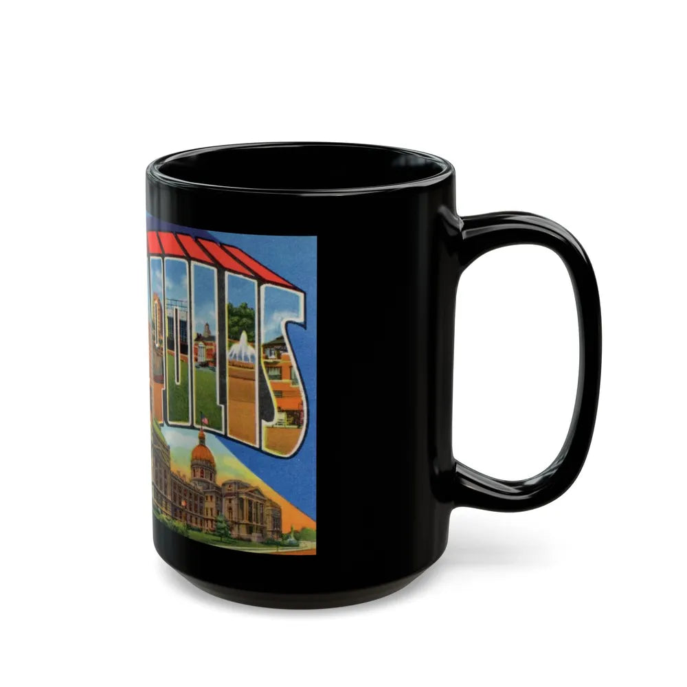 Greetings From Indianapolis (Greeting Postcards) Black Coffee Mug-Go Mug Yourself