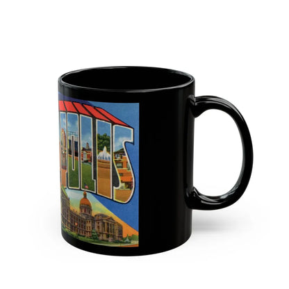 Greetings From Indianapolis (Greeting Postcards) Black Coffee Mug-Go Mug Yourself