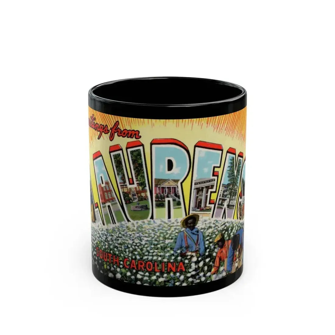 Greetings from Laurens South Carolina (Greeting Postcards) Black Coffee Mug - Go Mug Yourself
