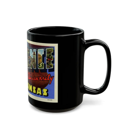 Greetings from Lawrence Home of State University Kansas (Greeting Postcards) Black Coffee Mug-Go Mug Yourself