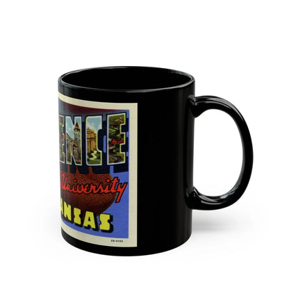 Greetings from Lawrence Home of State University Kansas (Greeting Postcards) Black Coffee Mug-Go Mug Yourself