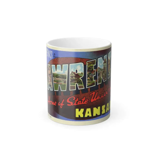 Greetings from Lawrence Home of State University Kansas (Greeting Postcards) Color Changing Mug 11oz 11oz - Go Mug Yourself