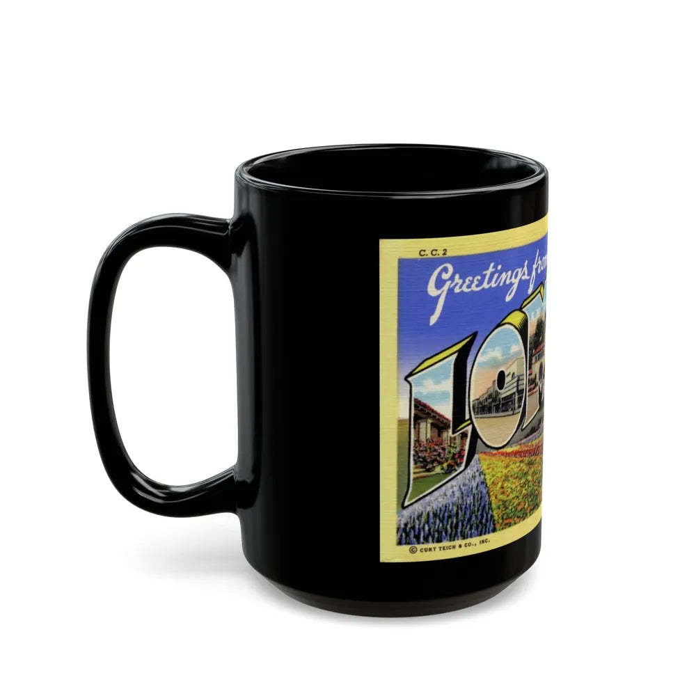 Greetings from Lompoc California (Greeting Postcards) Black Coffee Mug-Go Mug Yourself