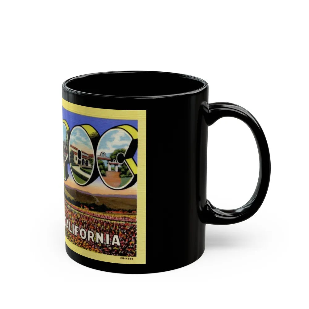 Greetings from Lompoc California (Greeting Postcards) Black Coffee Mug-Go Mug Yourself