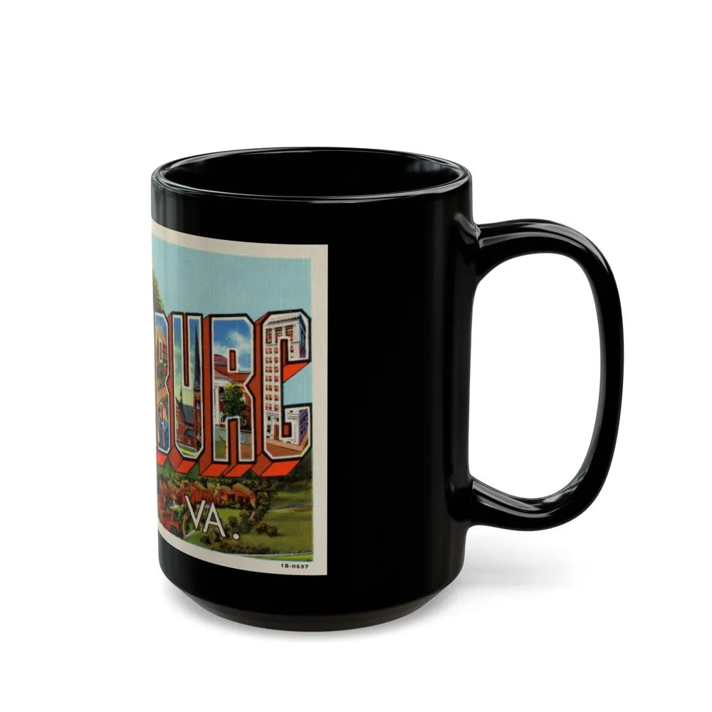 Greetings From Lynchburg VA (Greeting Postcards) Black Coffee Mug-Go Mug Yourself