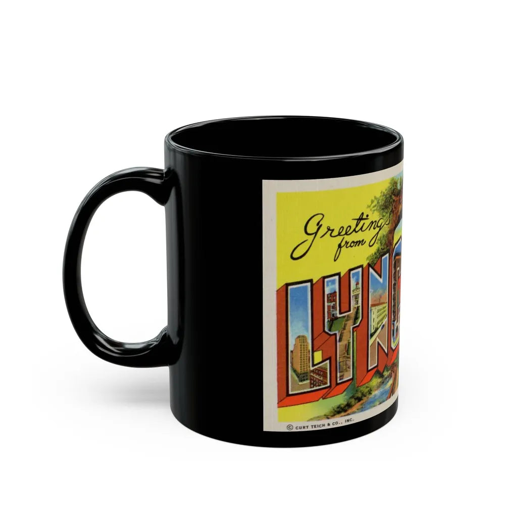 Greetings From Lynchburg VA (Greeting Postcards) Black Coffee Mug-Go Mug Yourself