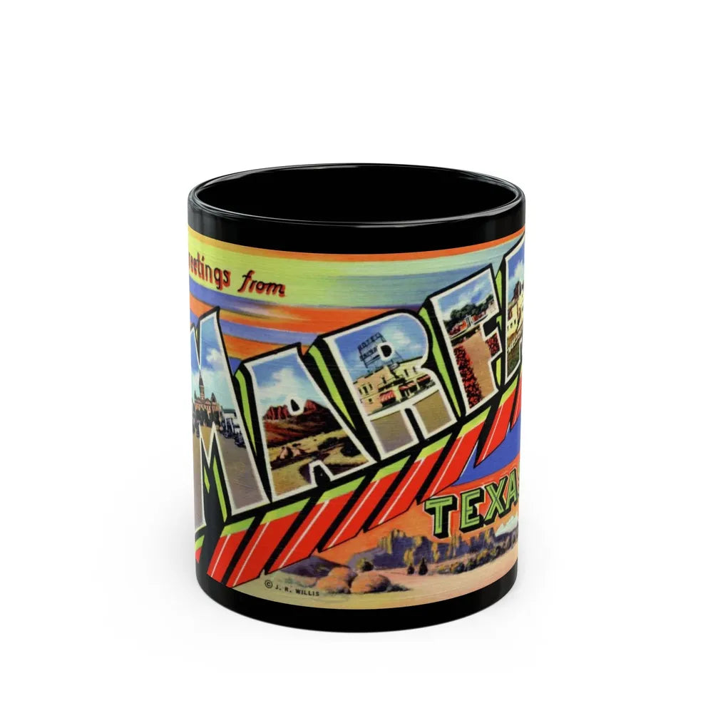 Greetings from Marfa Texas (Greeting Postcards) Black Coffee Mug-11oz-Go Mug Yourself