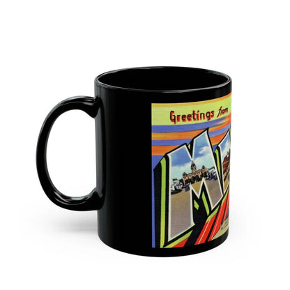 Greetings from Marfa Texas (Greeting Postcards) Black Coffee Mug-Go Mug Yourself