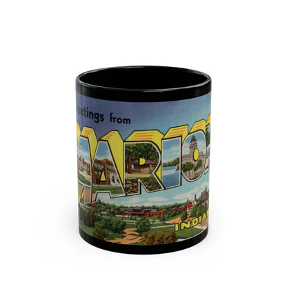 Greetings from Marion Indiana (Greeting Postcards) Black Coffee Mug 11oz - Go Mug Yourself