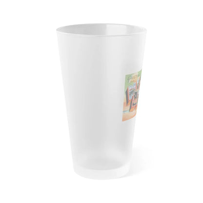 Greetings from Miami Beach Fla (Greeting Postcards) Frosted Pint Glass 16oz-Go Mug Yourself