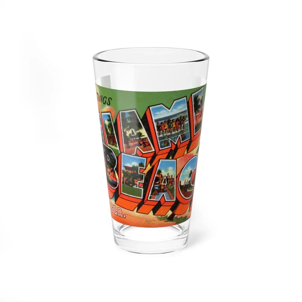 Greetings from Miami Beach Fla (Greeting Postcards) Pint Glass 16oz-16oz-Go Mug Yourself