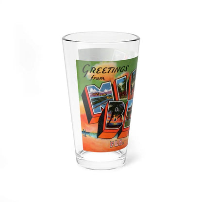 Greetings from Miami Beach Fla (Greeting Postcards) Pint Glass 16oz-Go Mug Yourself