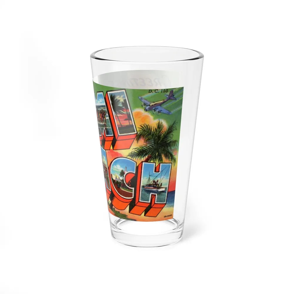 Greetings from Miami Beach Fla (Greeting Postcards) Pint Glass 16oz-Go Mug Yourself