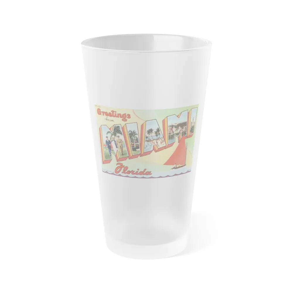 Greetings from Miami Florida (Greeting Postcards) Frosted Pint Glass 16oz-16oz-Frosted-Go Mug Yourself