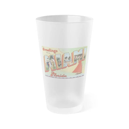 Greetings from Miami Florida (Greeting Postcards) Frosted Pint Glass 16oz 16oz Frosted - Go Mug Yourself
