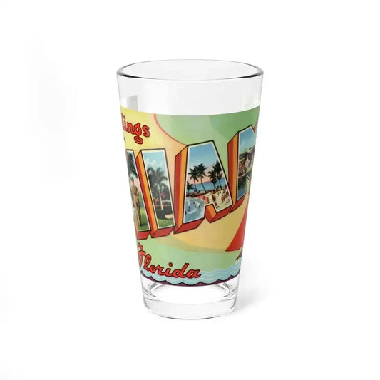 Greetings from Miami Florida (Greeting Postcards) Pint Glass 16oz 16oz - Go Mug Yourself