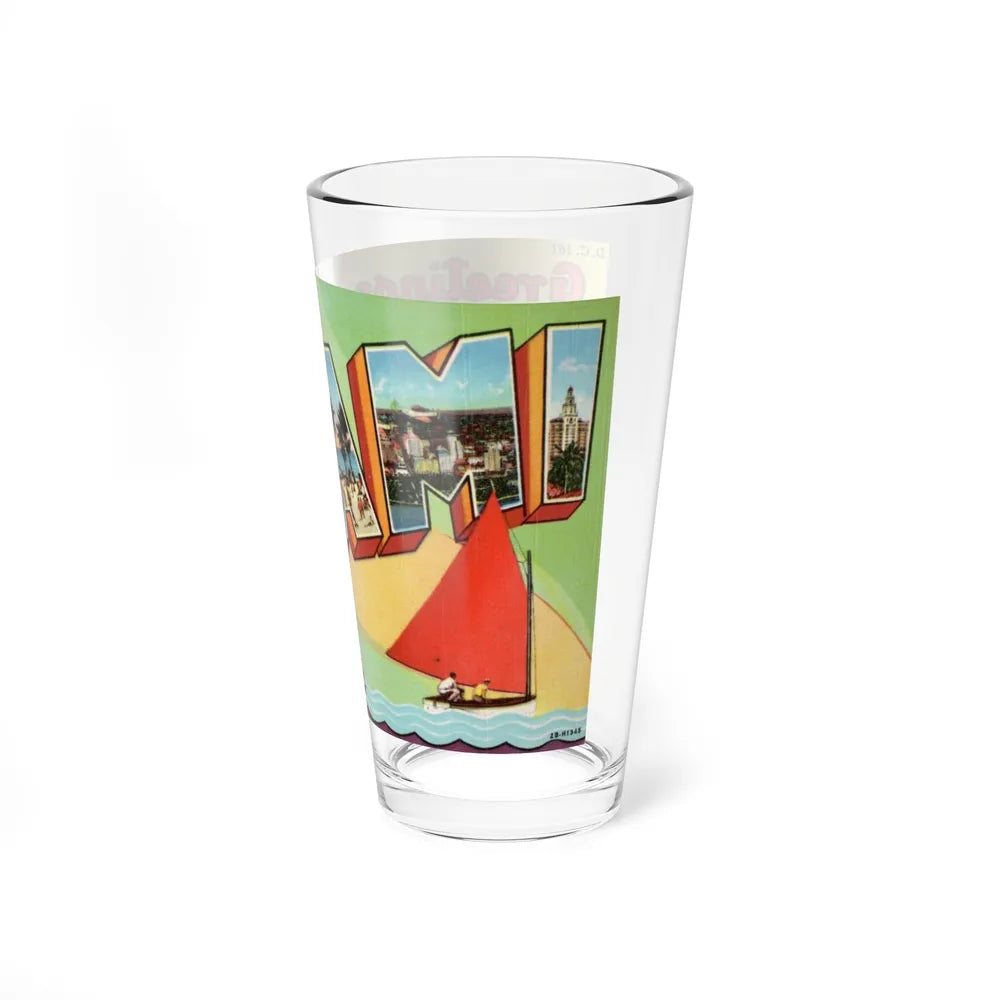 Greetings from Miami Florida (Greeting Postcards) Pint Glass 16oz-Go Mug Yourself