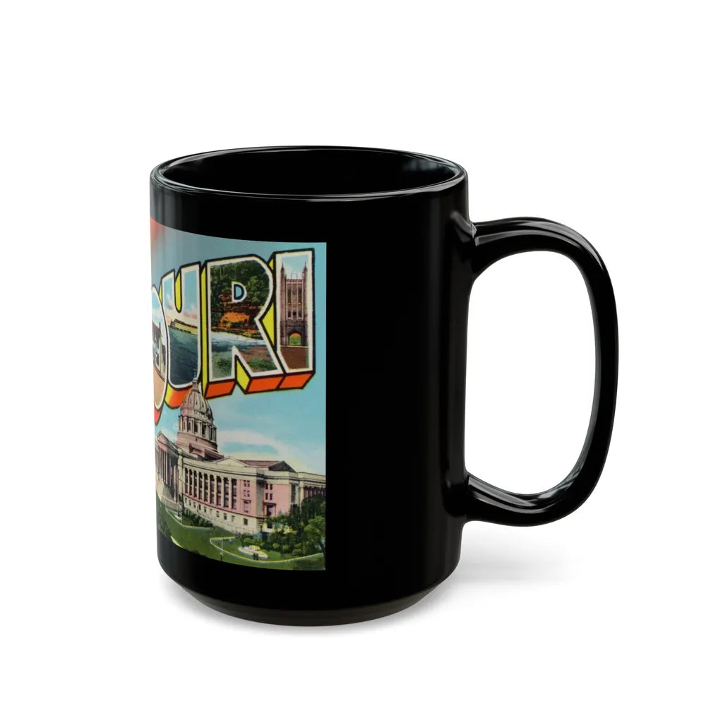 Greetings from Missouri (Greeting Postcards) Black Coffee Mug-Go Mug Yourself