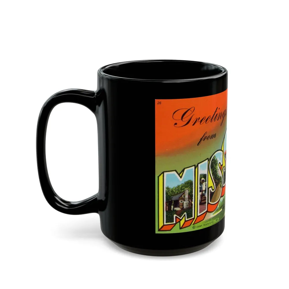 Greetings from Missouri (Greeting Postcards) Black Coffee Mug-Go Mug Yourself