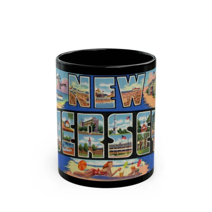 Greetings from New Jersey (Greeting Postcards) Black Coffee Mug 11oz - Go Mug Yourself