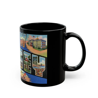 Greetings from New Jersey (Greeting Postcards) Black Coffee Mug-Go Mug Yourself