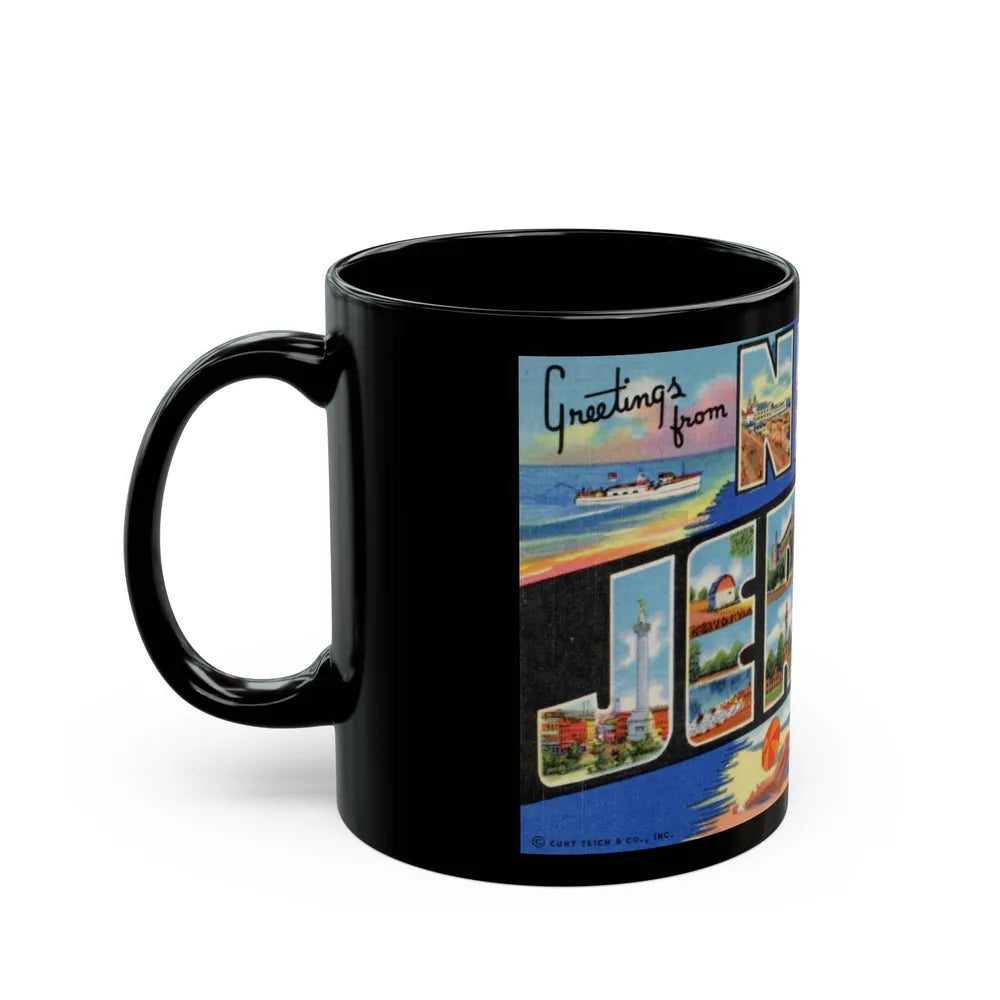 Greetings from New Jersey (Greeting Postcards) Black Coffee Mug-Go Mug Yourself