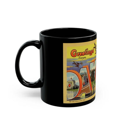 Greetings from Oakland California (Greeting Postcards) Black Coffee Mug-Go Mug Yourself