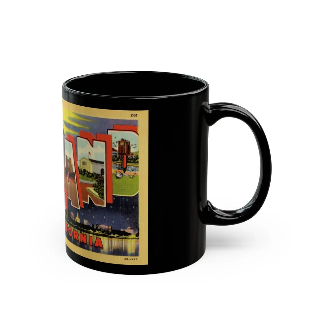 Greetings from Oakland California (Greeting Postcards) Black Coffee Mug-Go Mug Yourself