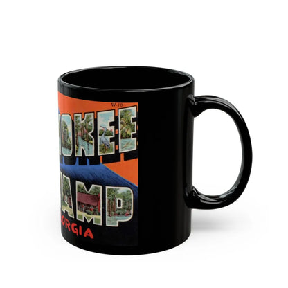 Greetings from Okefenokee Swamp Georgia (Greeting Postcards) Black Coffee Mug-Go Mug Yourself