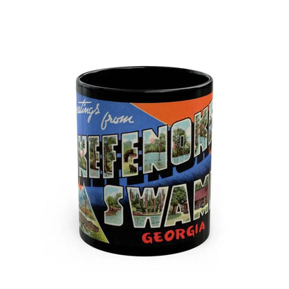 Greetings from Okefenokee Swamp Georgia (Greeting Postcards) Black Coffee Mug - Go Mug Yourself