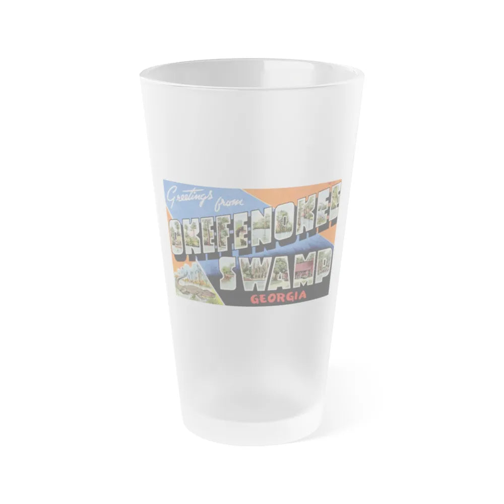 Greetings from Okefenokee Swamp Georgia (Greeting Postcards) Frosted Pint Glass 16oz-16oz-Frosted-Go Mug Yourself