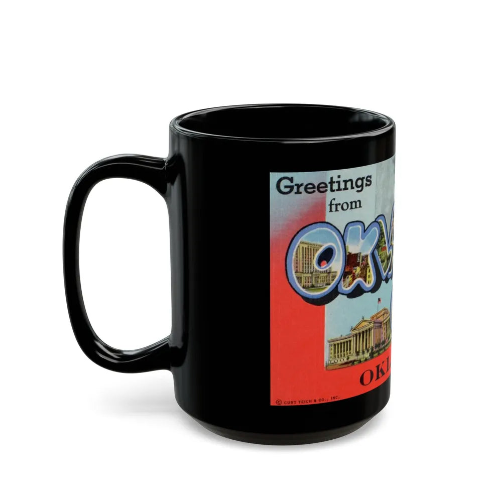 Greetings from Oklahoma City Oklahoma (Greeting Postcards) Black Coffee Mug-Go Mug Yourself