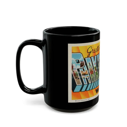 Greetings from Parkersburg W Va (Greeting Postcards) Black Coffee Mug - Go Mug Yourself